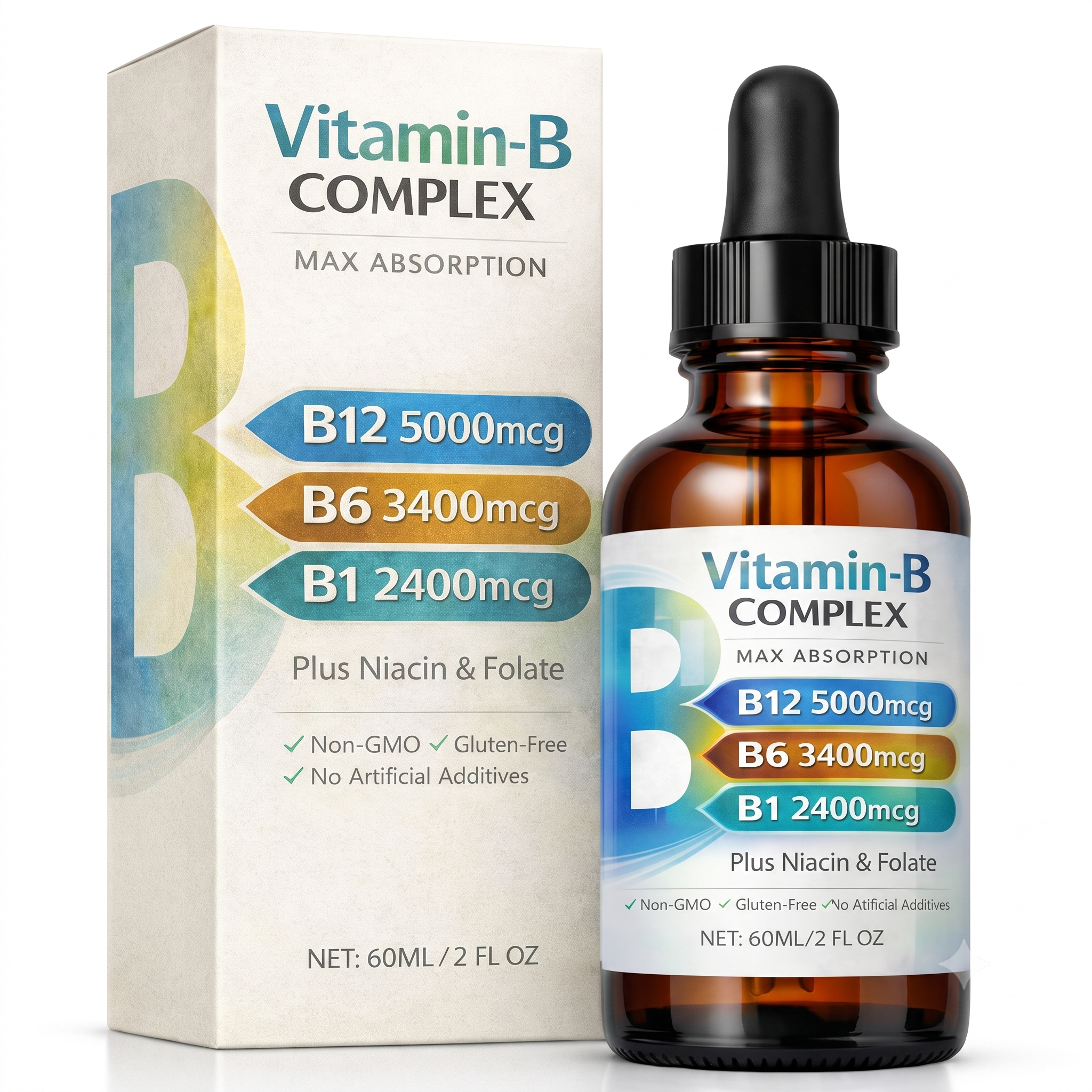 Vitamin B Complex B12 Sublingual Liquid Drops 60ml