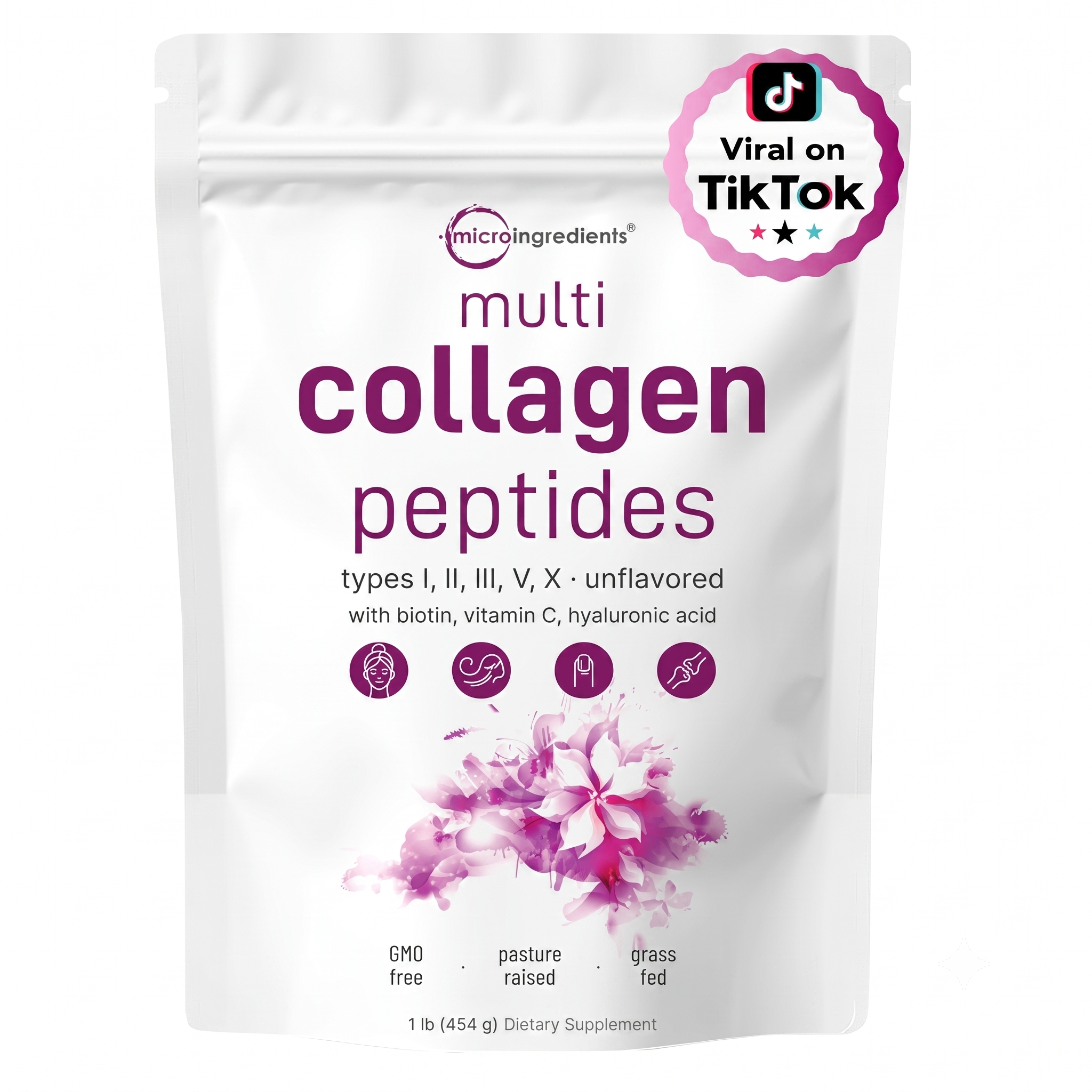 Micro Ingredients Multi Collagen Peptides Powder 1lb