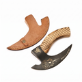 Handmade Carbon Steel Viking Pizza Cutter Axe with Leather Sheath
