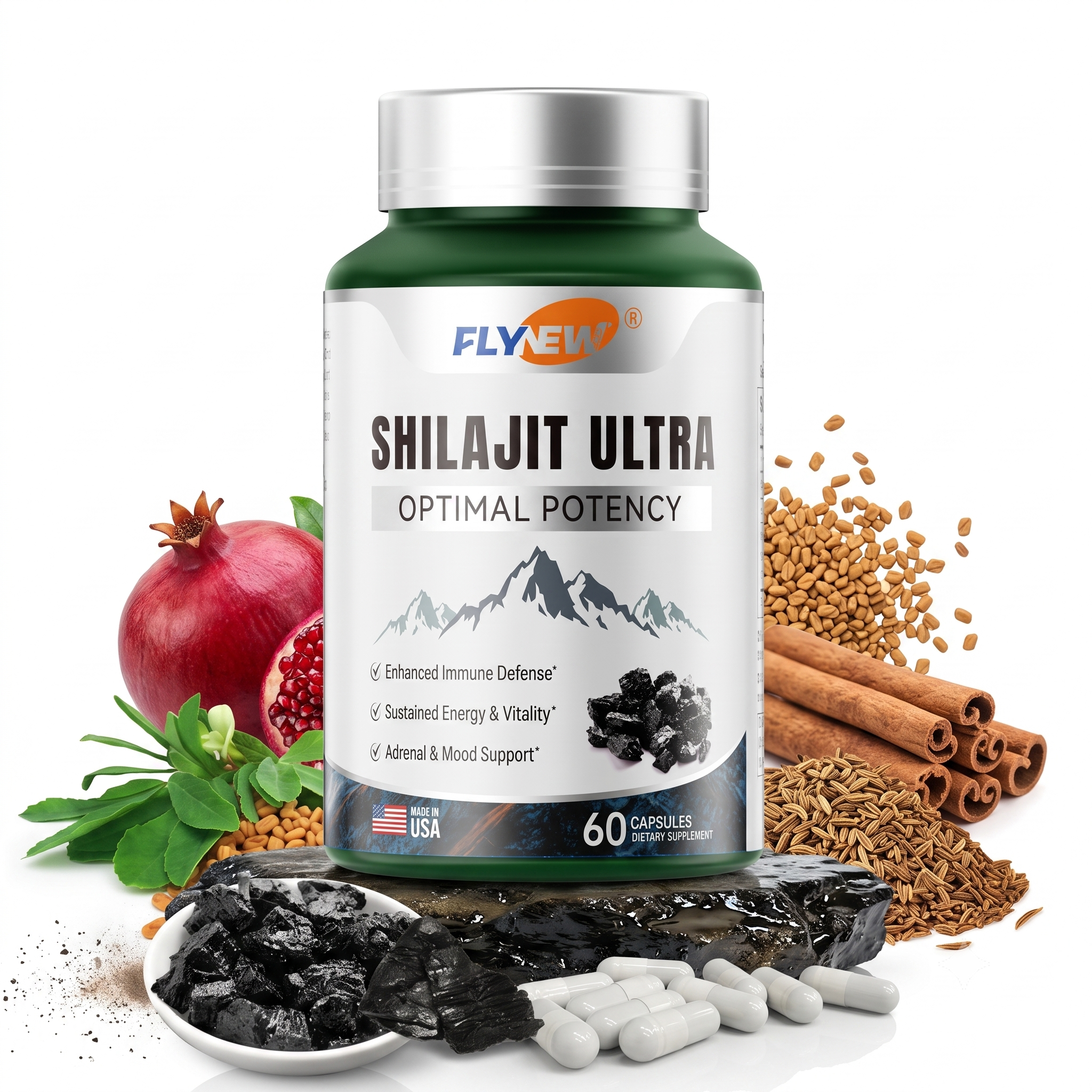 Flynew Shilajit Ultra with L-Arginine 60 Capsules