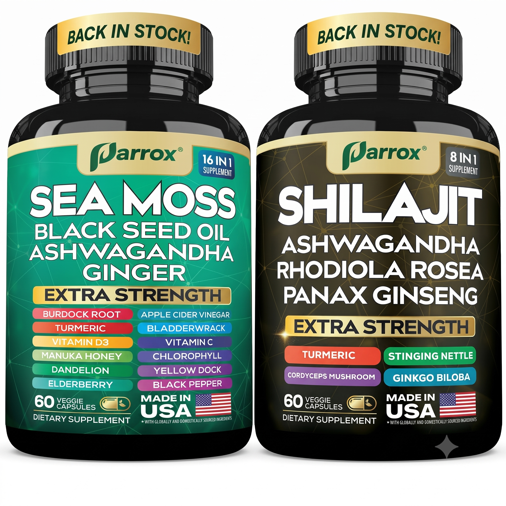 Dynamic Vitality Bundle Sea Moss Multivitamin Shilajit 60 Caps