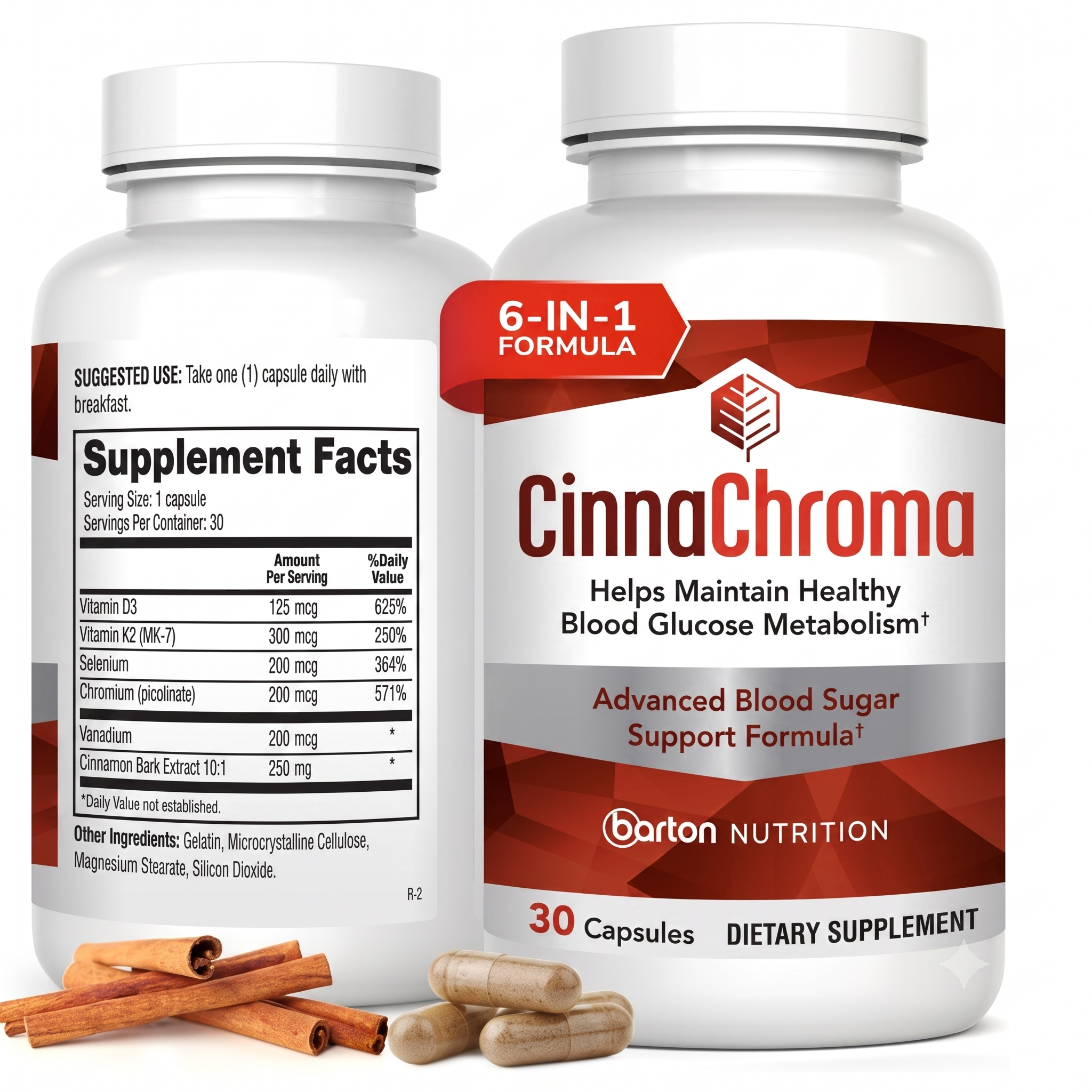 CinnaChroma Blood Sugar Support Supplement with D3 and K2