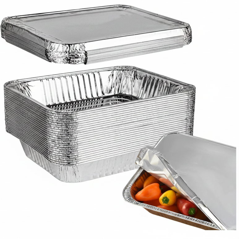 Aluminum Half-Size Deep Pans with Lids - 1x1 Format