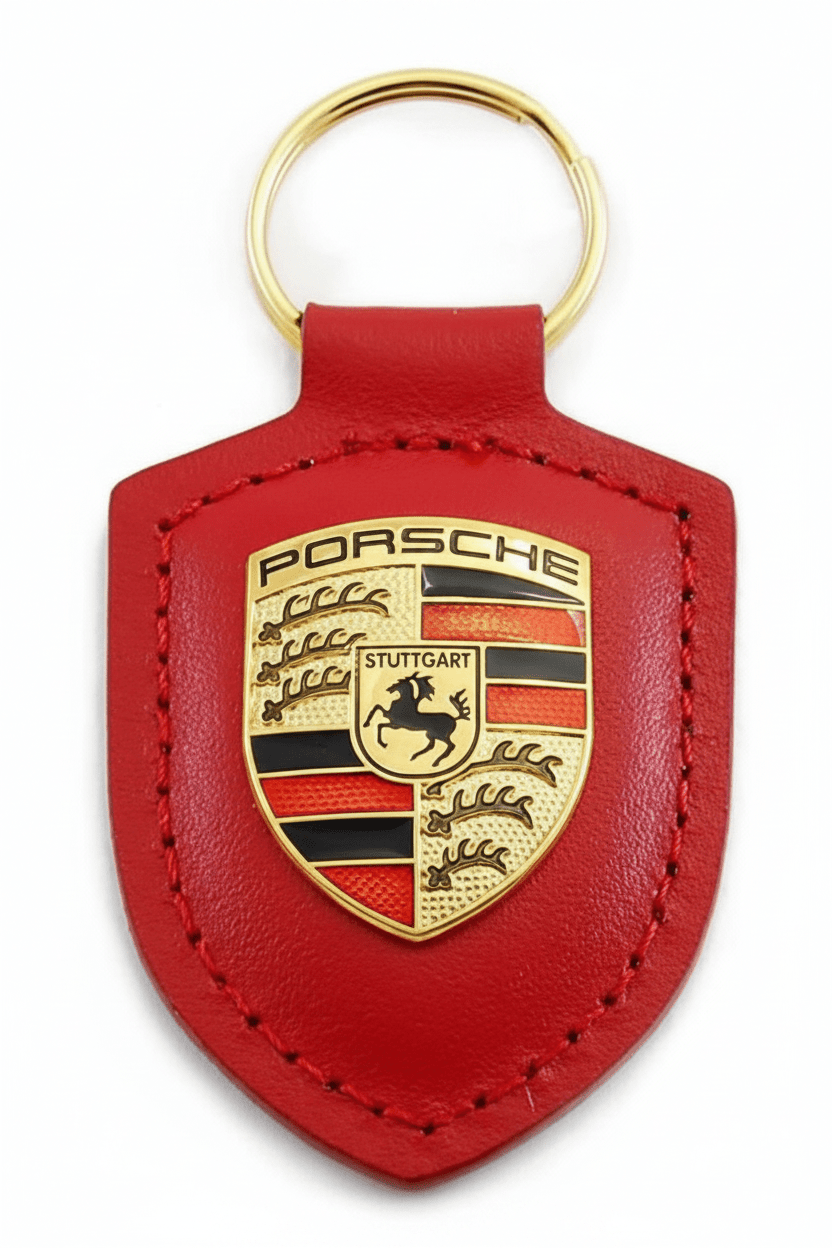 Porsche Leather Crest Keyring Sealed