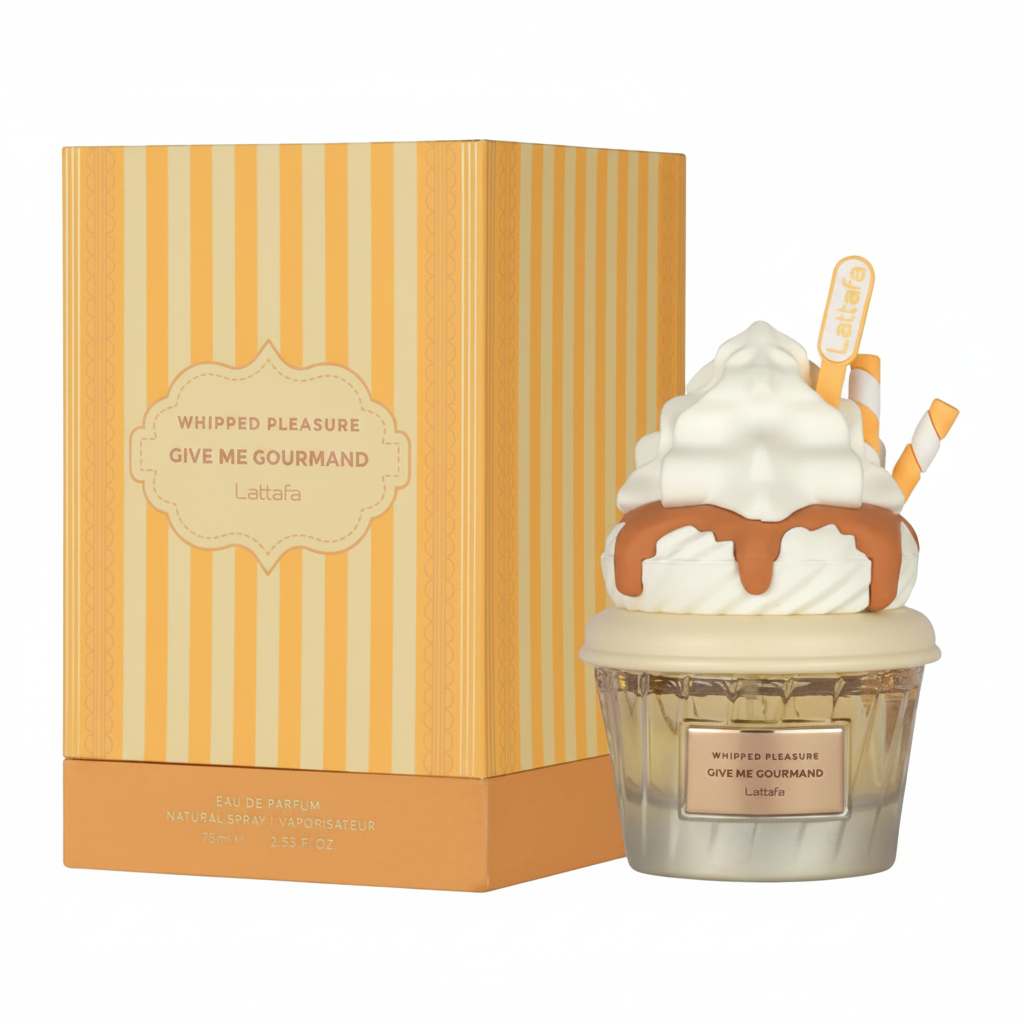 Lattafa Give Me Gourmand Whipped Pleasure EDP - Box and Bottle