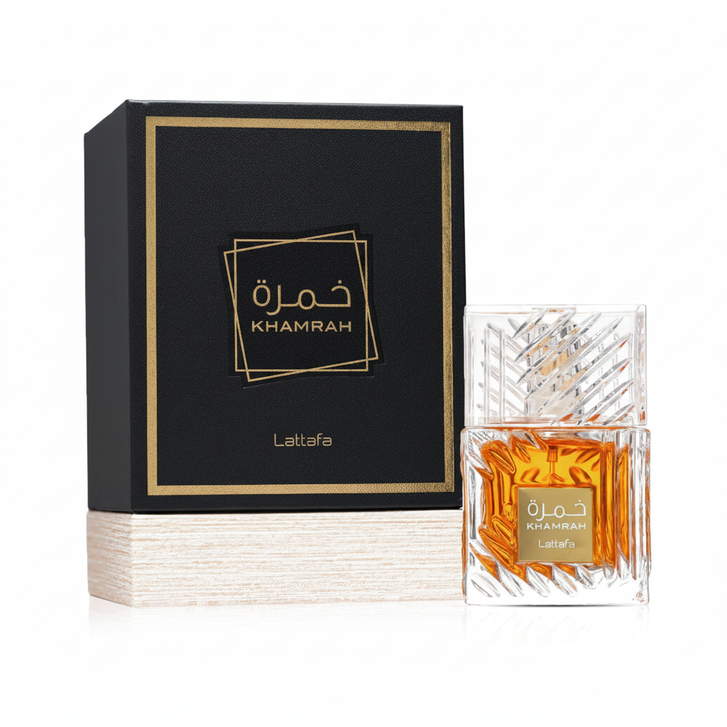 Lattafa Khamrah EDP - Box and Bottle