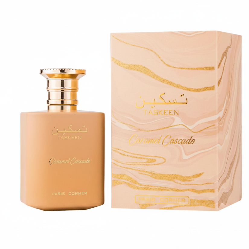 Paris Corner Taskeen Caramel Cascade EDP - Bottle and Box
