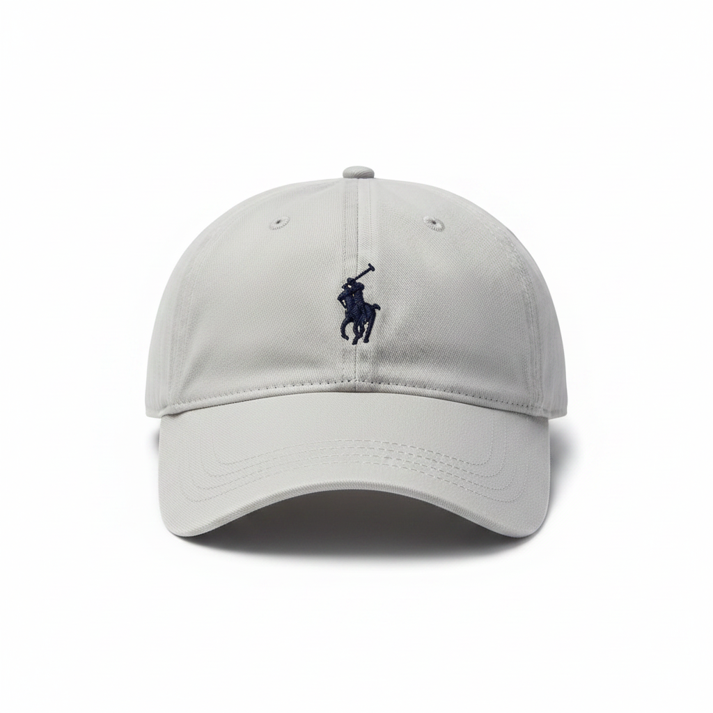 Polo Ralph Lauren Light Grey Cap White Background