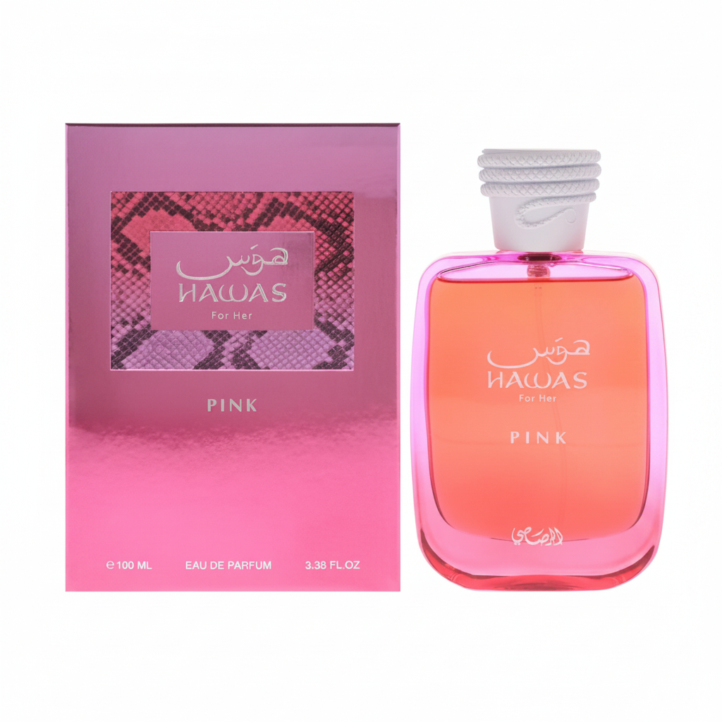 Rasasi Hawas Pink For Her EDP - Box and Bottle